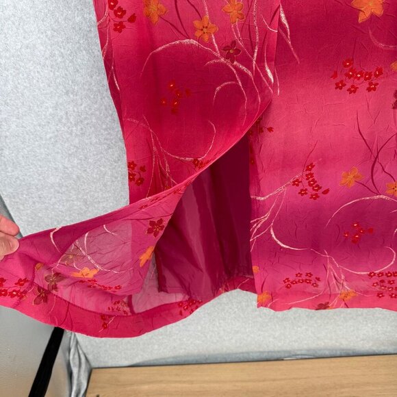 Halmode Plus Womens VTG Floral Maxi Dress Size 22W Pink Crinkle Wide Strap EUC - Picture 6 of 13